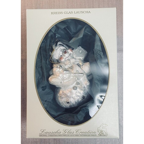 Krebs Lauscha Glas Santa Bird & Birdhouse Ornament Germany Boxed VTG - Picture 2 of 14